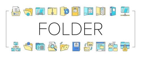 folder paper business file empty icons set vector