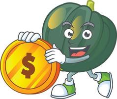 Acorn squash cartoon character style vector