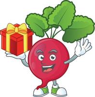 Red Radish cartoon character style vector