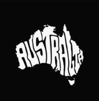 Australia Map lettering in map shape. Australia map typography vector on black background. Australia creative map art.