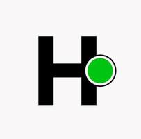 H letter with green do vector