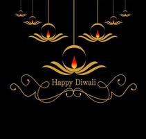 Happy Diwali with diwali lamps. Hangings diyas. vector