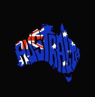 Australia Map lettering in map shape. Australia map typography vector on black background. Australia creative map art.