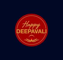 Happy Deepavali with diya sticker. vector
