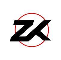 monograma de letras de nombre de empresa zk. logotipo de la marca zk. vector