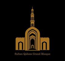 Sultan Qaboos Grand Mosque vector icon. Sultan Qaboos Grand Mosque vector illustration, Sultan Qaboos Grand Mosque front gate in golden color.