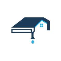 diseño del logo de la canaleta del techo de la casa. ilustración de plantilla de vector de instalación de tubería doméstica