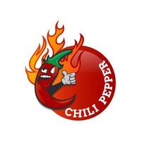 Red Hot Chili Pepper Character With Burning Flames Illustration of a funny cartoon red hot chili pepper spice, with burning flames for mexican and south american food recipe vector