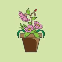 iconos de flores con fondo verde. iconos de flores de moda y símbolos de flores modernos vector