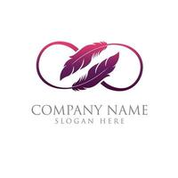 Light logo lettering with image of gradient feather vector