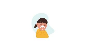 Kid character sneezing and coughing illustration vector