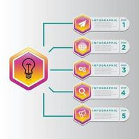 diseño de plantilla de infografía comercial con elementos de círculo conectados. Puede usarse para diseño de flujo de trabajo, diagrama, opciones de número, diseño web. ilustración, eps10 vector