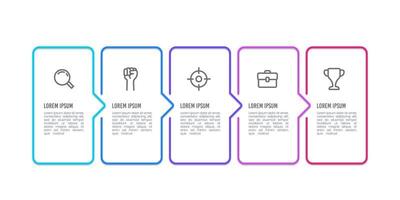 Infographic frame line design with icons and 5 options or steps. Vector illustration.