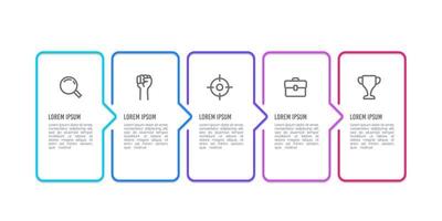 Infographic frame line design with icons and 5 options or steps. Vector illustration.