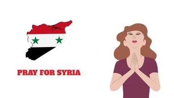 reza por siria, una mujer rezando ilustración vectorial. vector