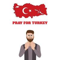 pray for turkey, Man praying vector illustration