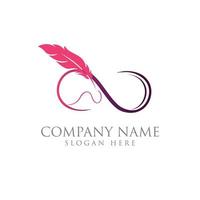 Light logo lettering with image of gradient feather vector