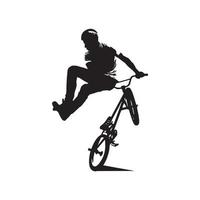 Abstract silhouette of a bmx rider on the white background from particles vector