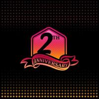 Two years anniversary celebration logotype. 2th anniversary logo, black background vector