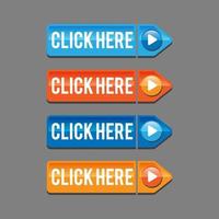 haga clic aquí colección de botones vectoriales. iconos de botón de clic de internet vector