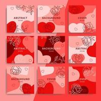 Vector set with trendy editable templates for social media. Modern banners for Valentine's Day with hearts.