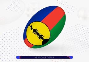 Rugby ball with the flag of New Caledonia on it. Equipment for rugby team of New Caledonia. vector