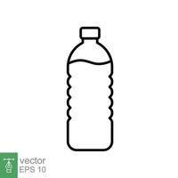 Water bottle line icon. Simple outline style. Plastic bottle, drink, mineral, soda, juice, food and beverage package concept. Vector illustration isolated on white background. EPS 10.