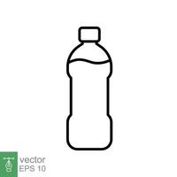 Water bottle line icon. Simple outline style. Plastic bottle, drink, mineral, soda, juice, food and beverage package concept. Vector illustration isolated on white background. EPS 10.