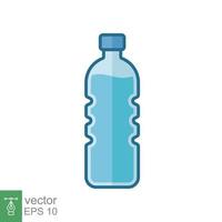 icono plano de la botella de agua. estilo de contorno relleno simple. botella de plástico, bebida, mineral, soda, jugo, concepto de paquete de alimentos y bebidas. ilustración vectorial aislado sobre fondo blanco. eps 10. vector