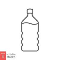 Water bottle line icon. Simple outline style. Plastic bottle, drink, mineral, soda, juice, food and beverage package concept. Vector illustration isolated on white background. Editable stroke EPS 10.