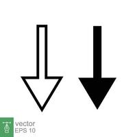 Down arrow icon. Line and glyph style for web template and app. Vector illustration design isolated on white background. EPS 10.