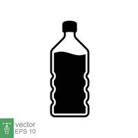 icono de línea sólida de botella de agua. estilo de glifo simple. botella de plástico, bebida, mineral, soda, jugo, concepto de paquete de alimentos y bebidas. ilustración vectorial aislado sobre fondo blanco. eps 10. vector