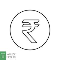 icono de línea de rupia. estilo de contorno simple, símbolo de rupia. banco, concepto de negocio de dinero en efectivo. ilustración vectorial aislado sobre fondo blanco. eps 10. vector