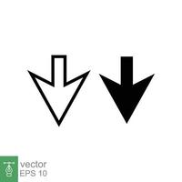 Down arrow icon. Line and glyph style for web template and app. Vector illustration design isolated on white background. EPS 10.