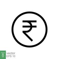 icono de línea de rupia. estilo de contorno simple, símbolo de rupia. banco, concepto de negocio de dinero en efectivo. ilustración vectorial aislado sobre fondo blanco. eps 10. vector