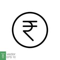 icono de línea de rupia. estilo de contorno simple, símbolo de rupia. banco, concepto de negocio de dinero en efectivo. ilustración vectorial aislado sobre fondo blanco. eps 10. vector