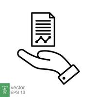 Document handover line icon. Simple outline style file symbol. Ownership, transfer, academy, business agreement concept. Vector illustration isolated on white background. EPS 10.