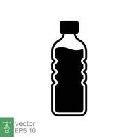 Water bottle solid line icon. Simple glyph style. Plastic bottle, drink, mineral, soda, juice, food and beverage package concept. Vector illustration isolated on white background. EPS 10.