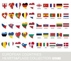 European countries set, hearts and flags, part 1 vector