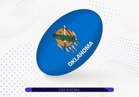 Rugby ball with the flag of Oklahoma on it. Equipment for rugby team of Oklahoma. vector