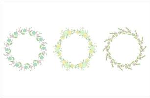 Circular floral frame set with a place for your text vector
