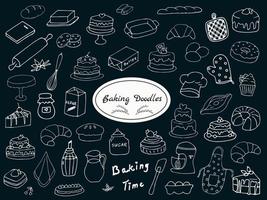 Hand-drawn baking doodle set vector