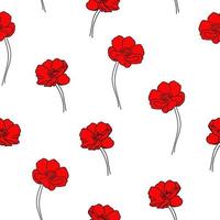 Red flowers on white background .eps vector