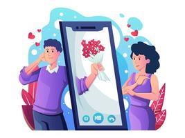 Online Dating On Valentine's Day vector