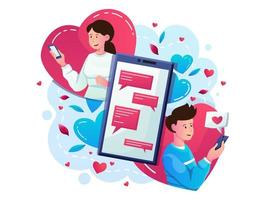 Online Dating On Valentine's Day vector