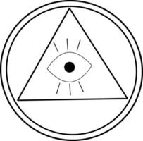 Illustration of eyes in triangle and circle esoteric element. vector