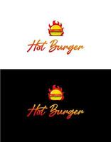 Hot burger logo with burger vector illustration.