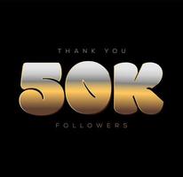 gracias, 50k seguidores. publicación de agradecimiento a los seguidores de las redes sociales. vector