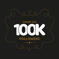 Thank you 100K Followers post for social media fans. vector