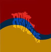 Armenia Map lettering. Armenia map Typographic expression with it's national flag colors. vector